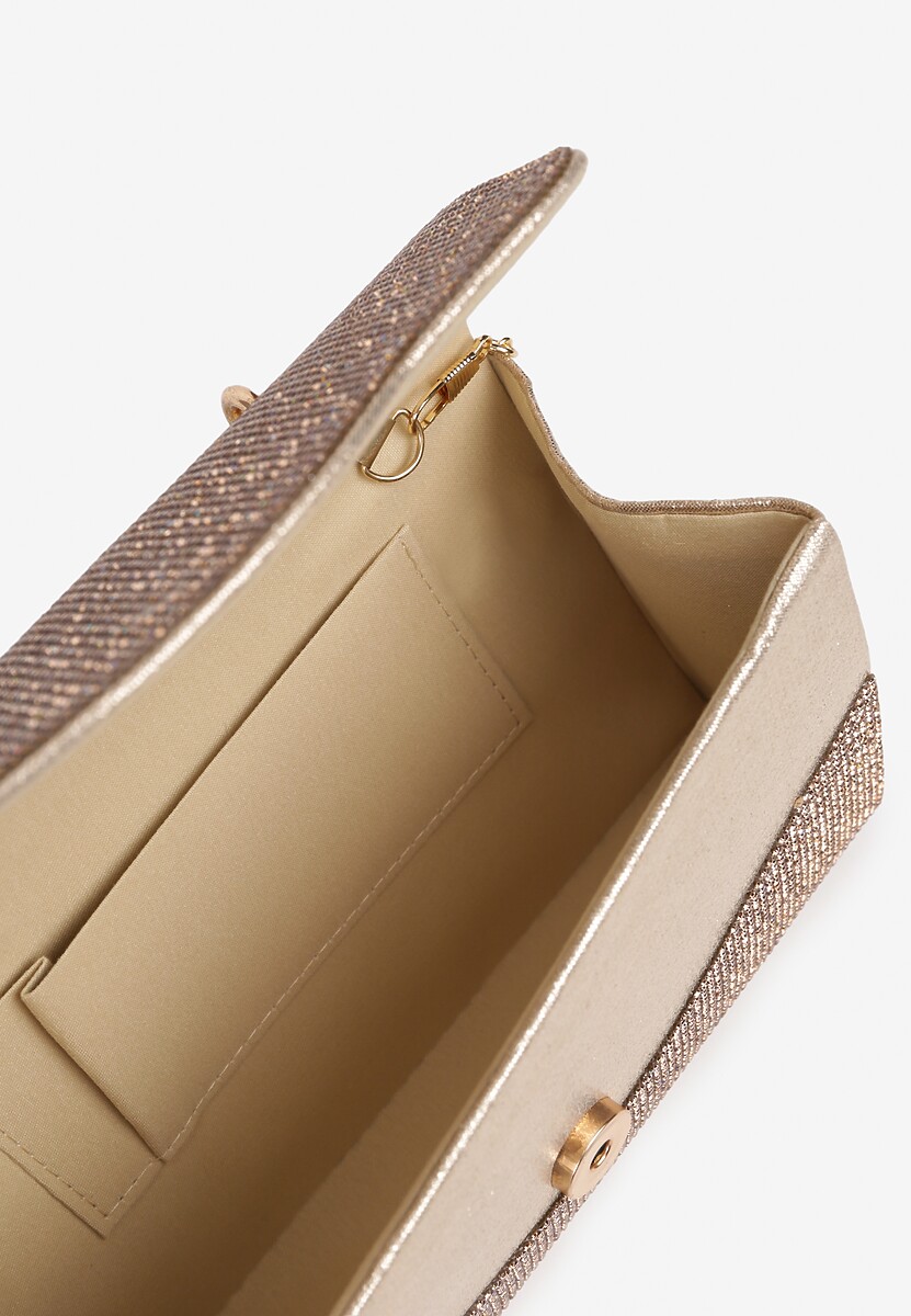 Złota Mała Torebka z Rączką i Łańcuszkiem na Magnes z Cyrkoniami Fanatia