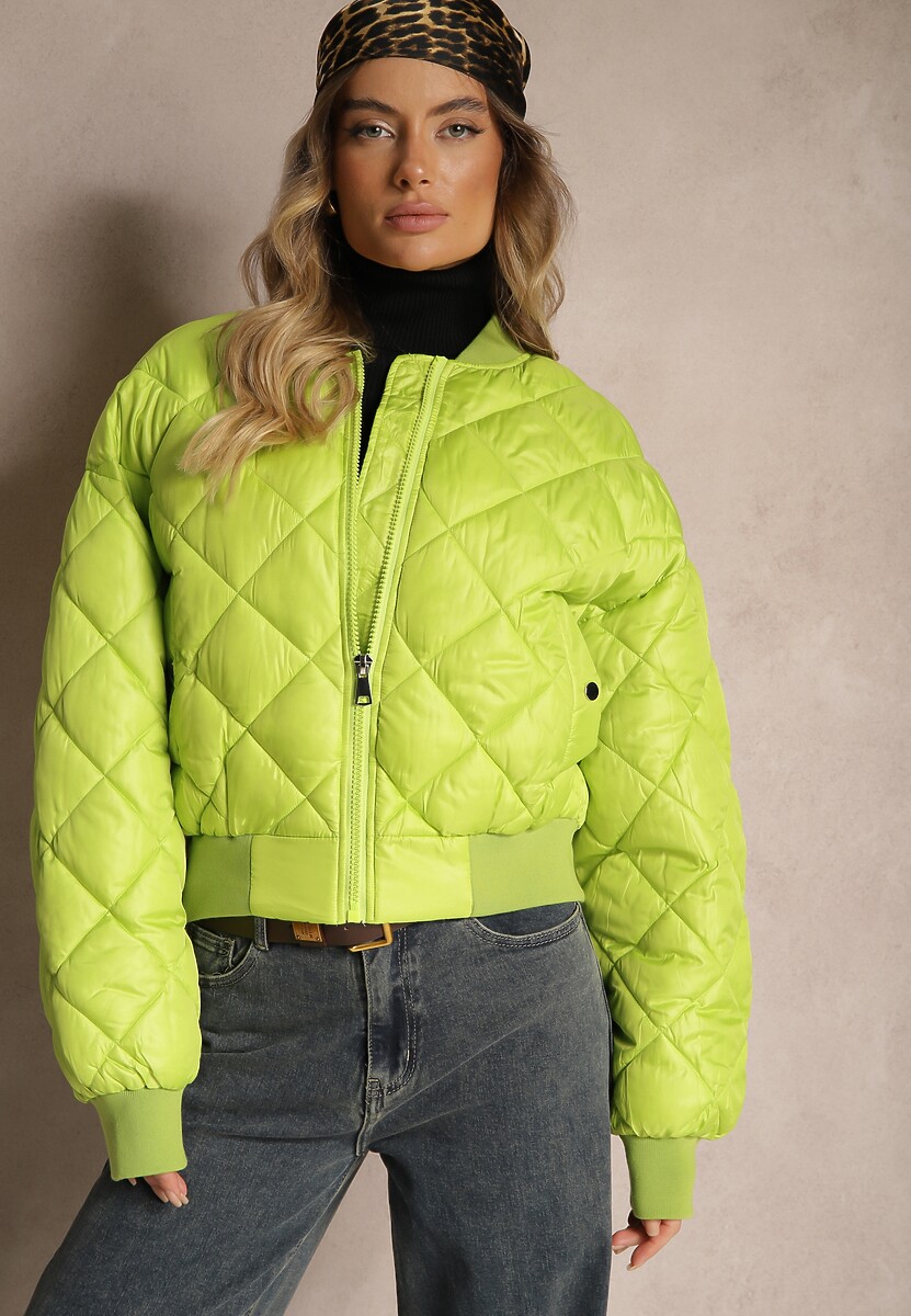 Jasnozielona Kurtka Bomberka Pikowana Yeva