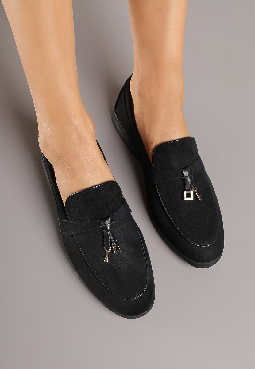 Czarne Klasyczne Mokasyny z Ekozamszu Deorielis