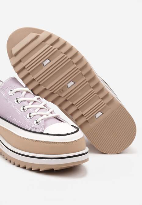 Fioletowe Trampki na Masywnej Platformie z Cholewką przed Kostkę Ableeva