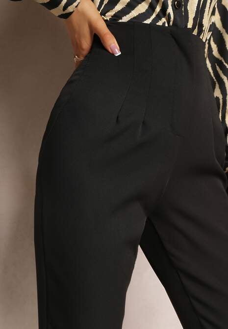 Czarne Spodnie Cygaretki High Waist Molfi