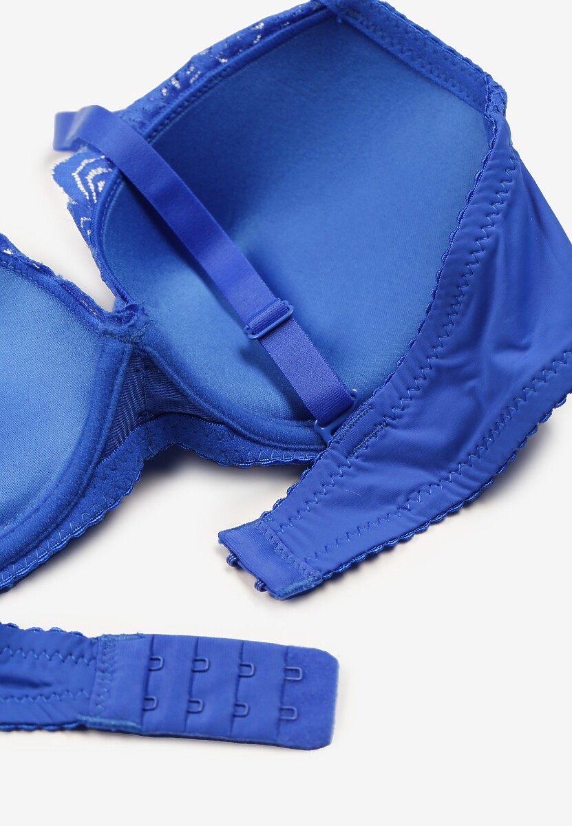 Granatowy Biustonosz Full Cup Ozdobiony Koronką Naave