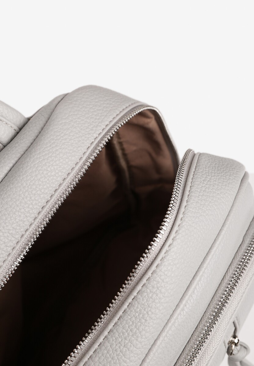 Szary Mały Plecak Zdobiony Suwakiem Nilzeri