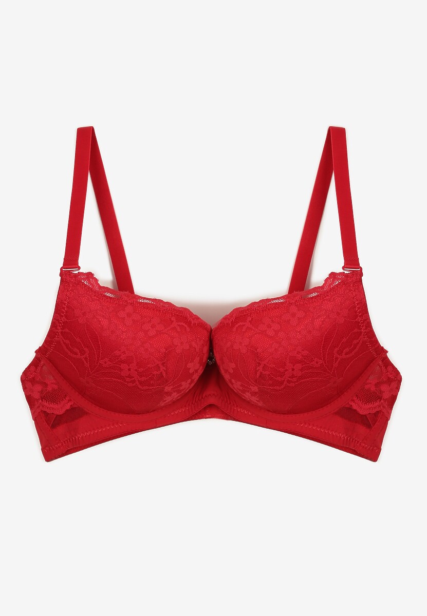Czerwony Koronkowy Biustonosz o Kroju Push-Up Neladrith