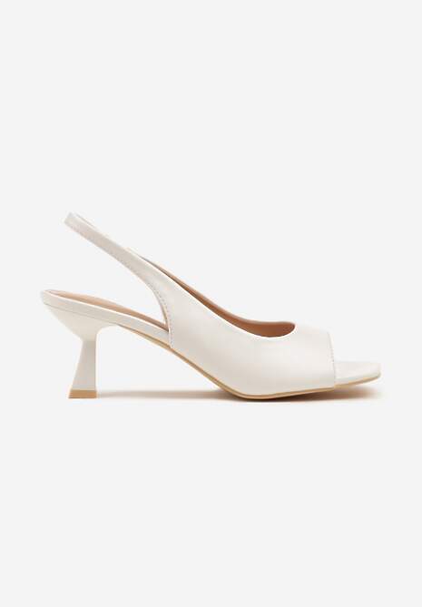 Białe Sandały na Szpilce Vices Ozdobione Kwadratowym Noskiem Edianira