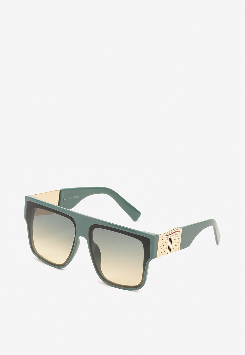 Zielone Geometryczne Okulary Przeciwsłoneczne w Panterkę z Filtrem UV Griosae