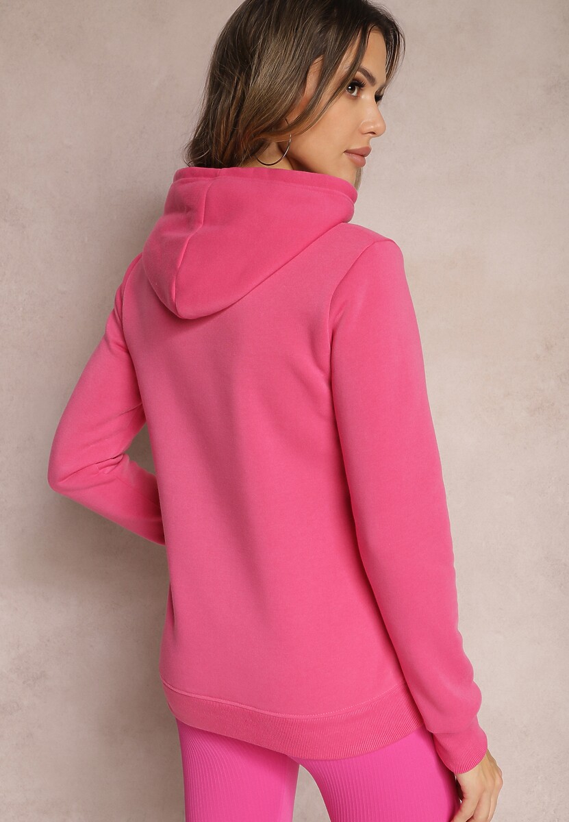 Różowa Ocieplana Bluza Dzianinowa z Kapturem Ziff