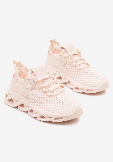 Różowe Buty Sportowe Sneakersy na Platformie Ozdobionej Tłoczeniem Teliriella