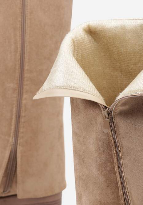 Ciemnobeżowe Kozaki Ozdobione Frędzlami i Wywiniętą Cholewką Reilevia