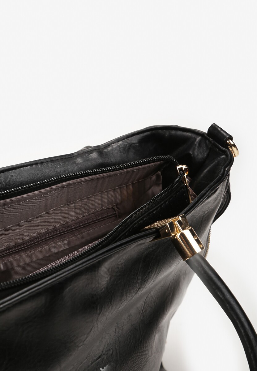 Czarna Duża Torebka z Ekoskóry i Rączkami Ninette