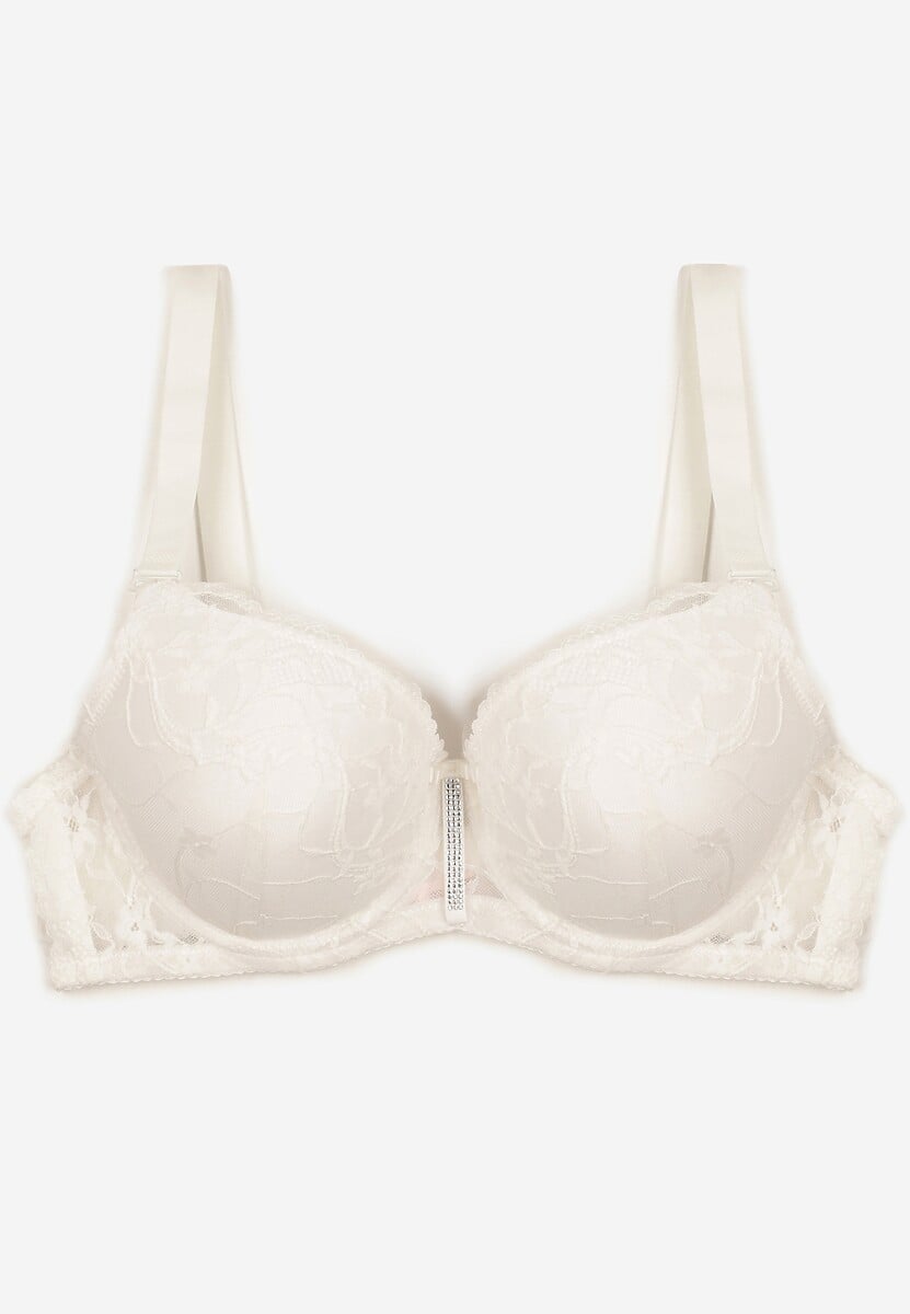 Jasnobeżowy Biustonosz z Koronką i Paskiem z Cyrkonii Katielle