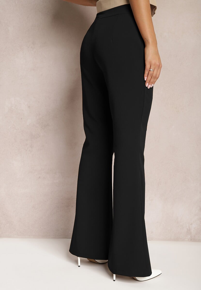 Czarne Spodnie Dzwony High Waist Enyselle