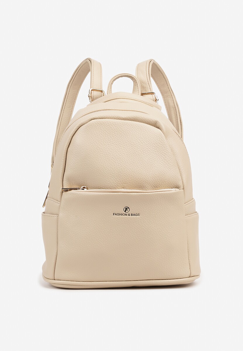 Beżowy Plecak z Metalicznym Napisem Elisalla