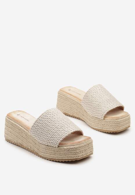 Srebrne Casualowe Klapki na Koturnie i Platformie w Stylu Boho  Moonula