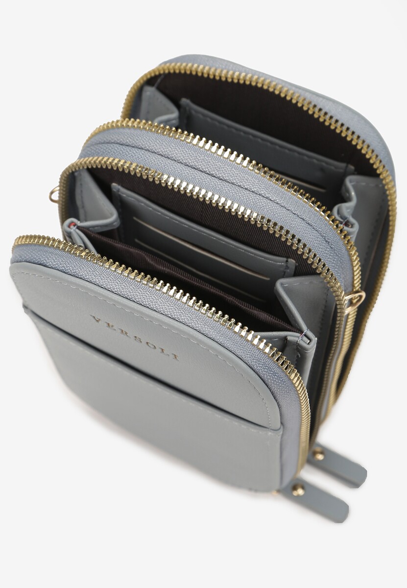 Szara Dwukomorowa Torebka na Pasku Foick