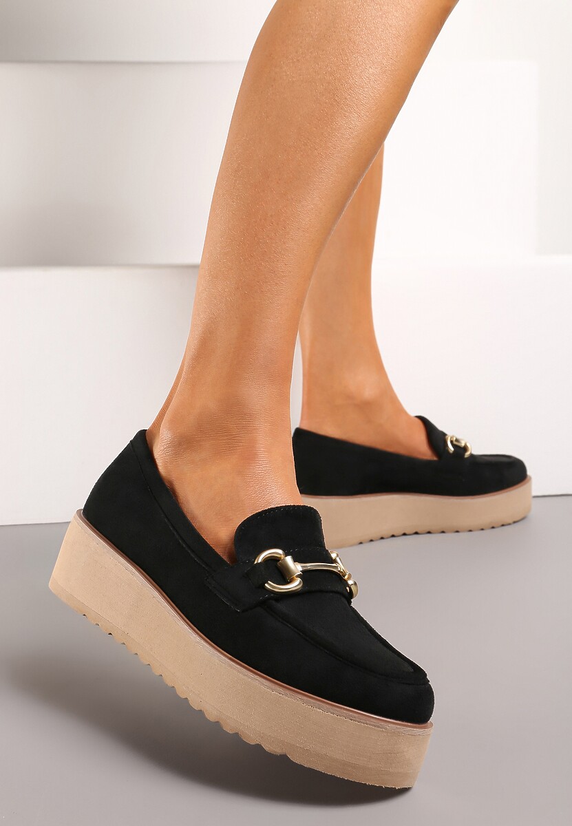 Ciemnobeżowew Mokasyny na Grubej Podeszwie Berilla