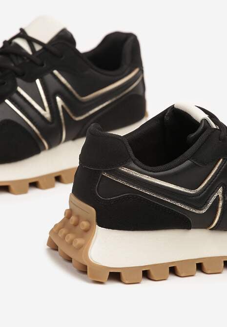Czarne Sneakersy Ozdobione Geometrycznym Motywem Annerie