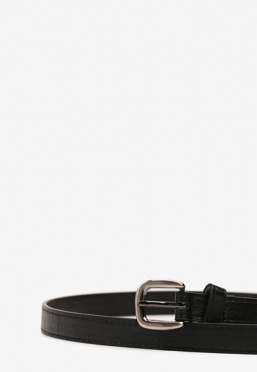 Czarny Pasek Klasyczny z Metaliczną Klamrą Ilainae