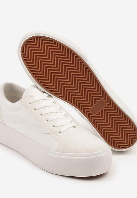 Białe Tenisówki o Klasycznym Fasonie na Niskiej Platformie Mepaira