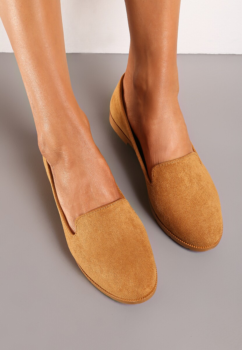 Brązowe Balerinki Typu Loafersy Daphikaia