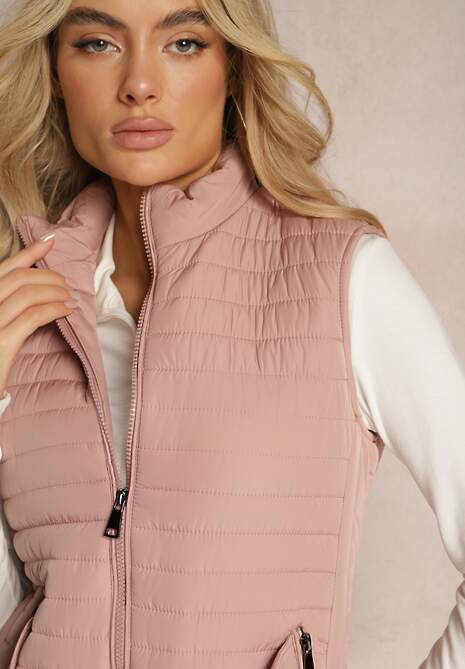 Różowa Kamizelka Bezrękawnik z Klasycznym Pikowaniem Catilla