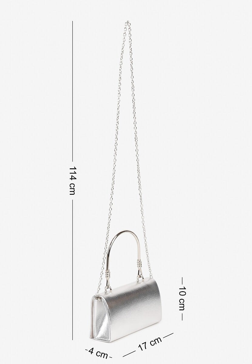 Srebrna Torebka Kopertówka Vices z Uchwytem i Łańcuszkiem na Ramię Janesce