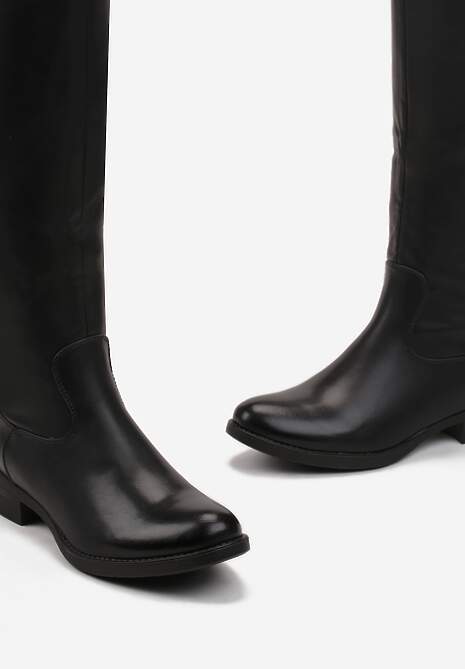 Czarne Kozaki Muszkieterki przed Kolano Budrey