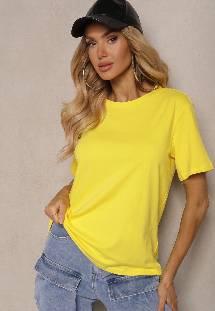 Żółty T-shirt z Krótkim Rękawem i Okrągłym Dekoltem Volksa