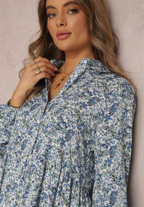 Biało-Niebieska Sukienka Thellehe