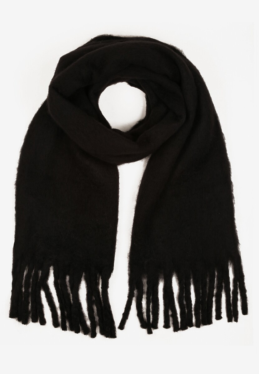 Czarny Szalik Ozdobiony Frędzlami Esalirea