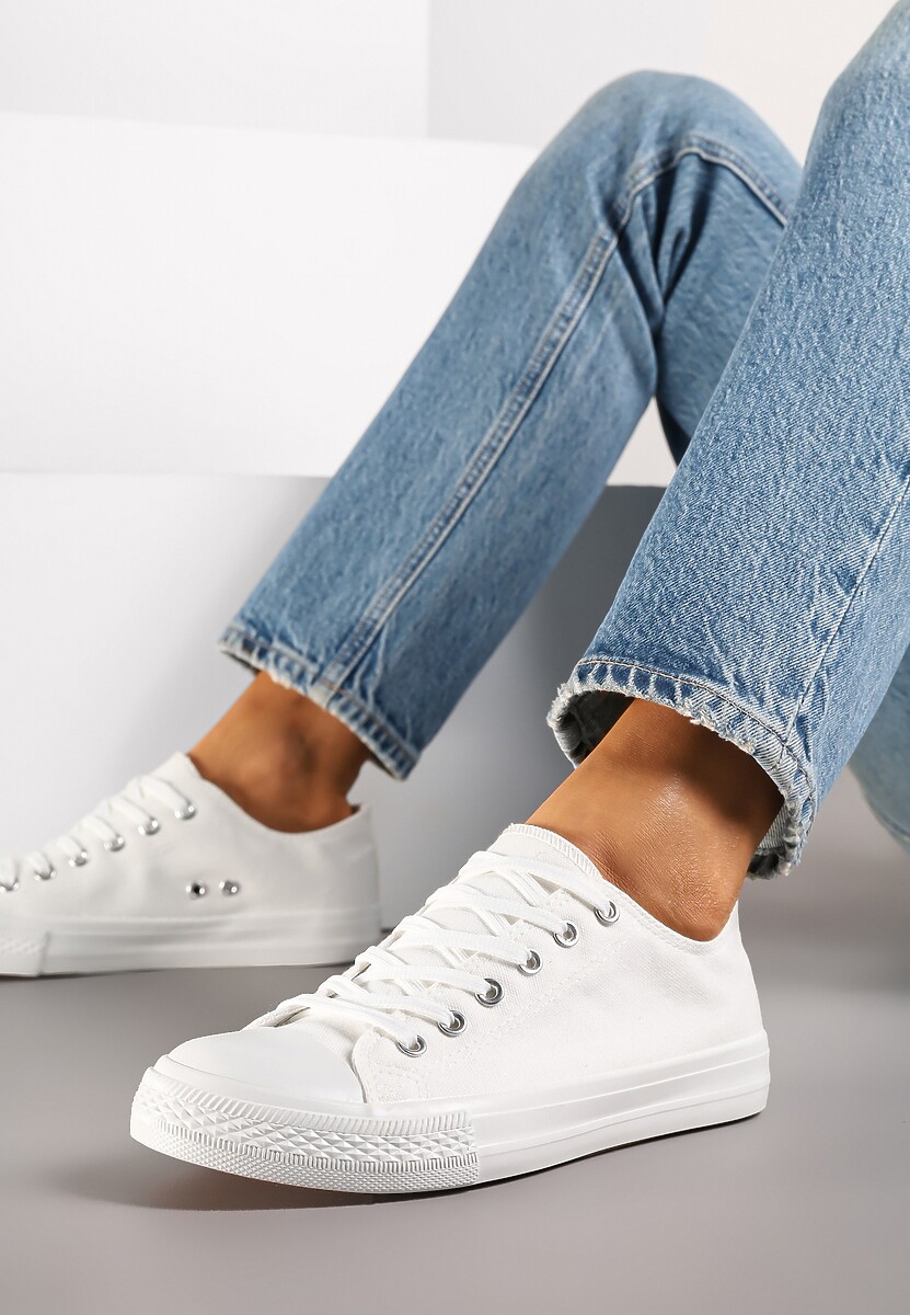 Białe Trampki w Klasycznym Stylu z Niską Cholewką Felriane