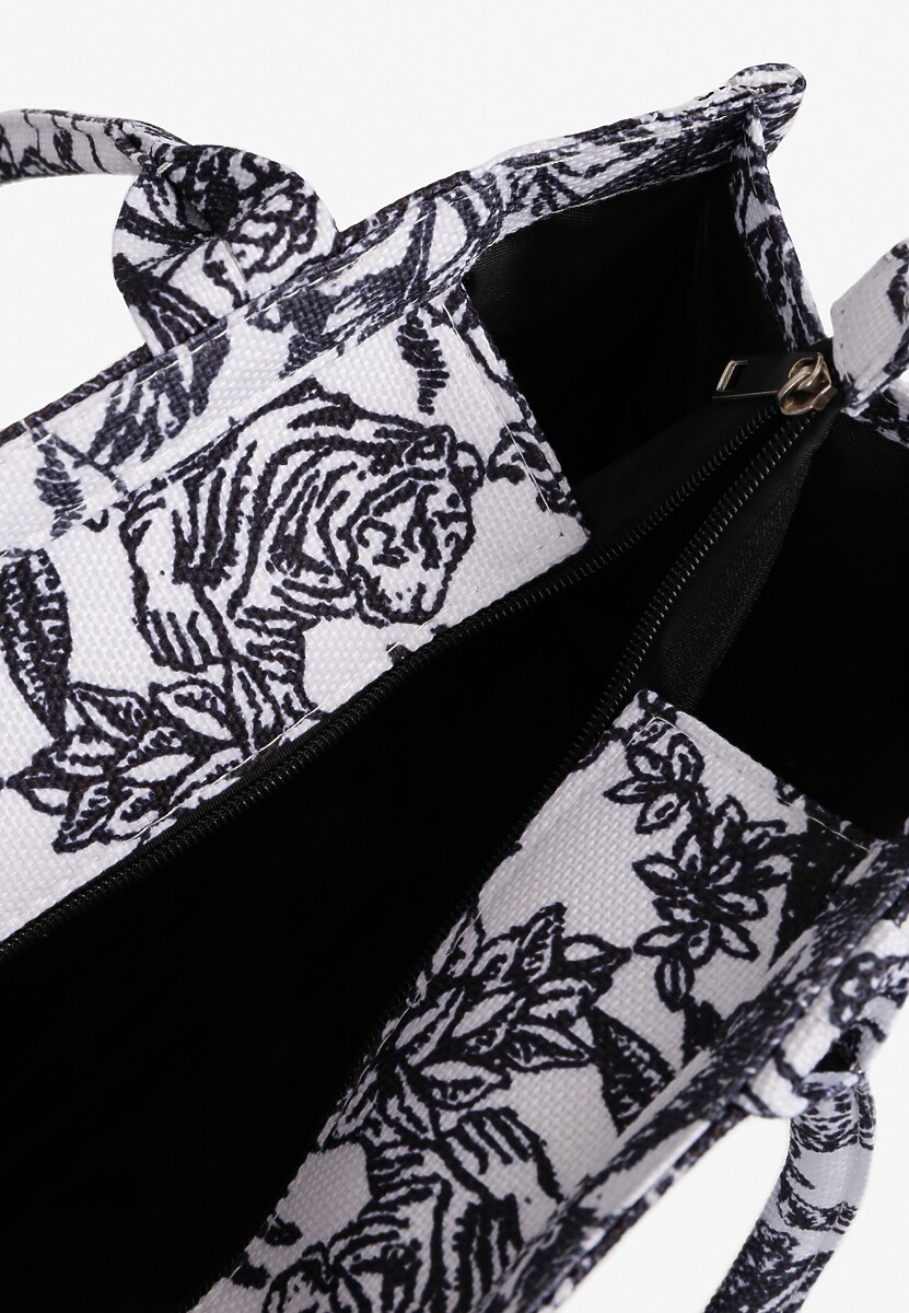 Czarna Torebka Ozdobiona Napisem i Wzorem Zwierząt Aliviel