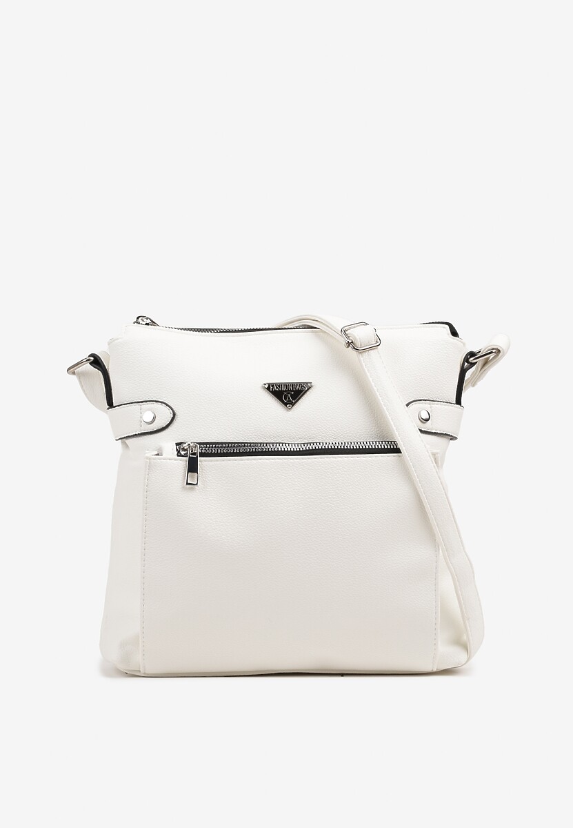 Biała Torebka z Paskiem w Typie Listonoszki Nanostia