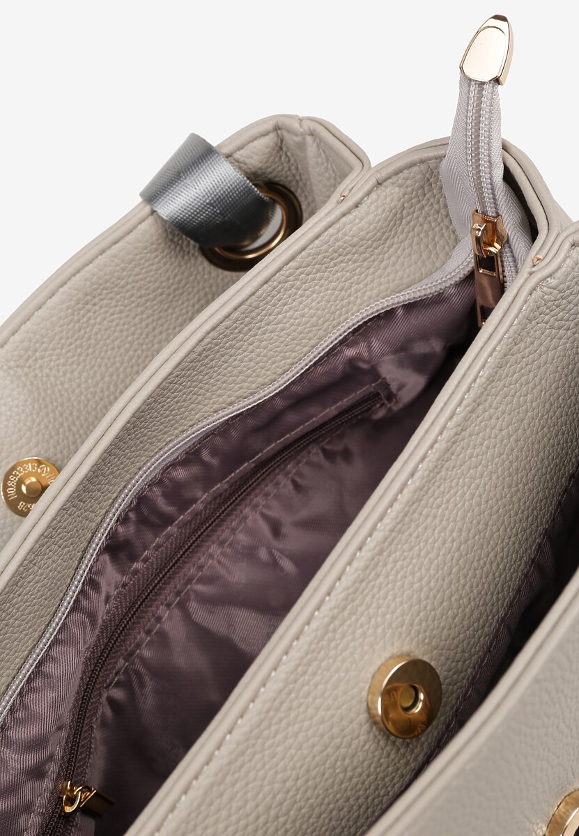 Szara Torebka na Ramię w Klasycznym Stylu z Klapą Idaletia