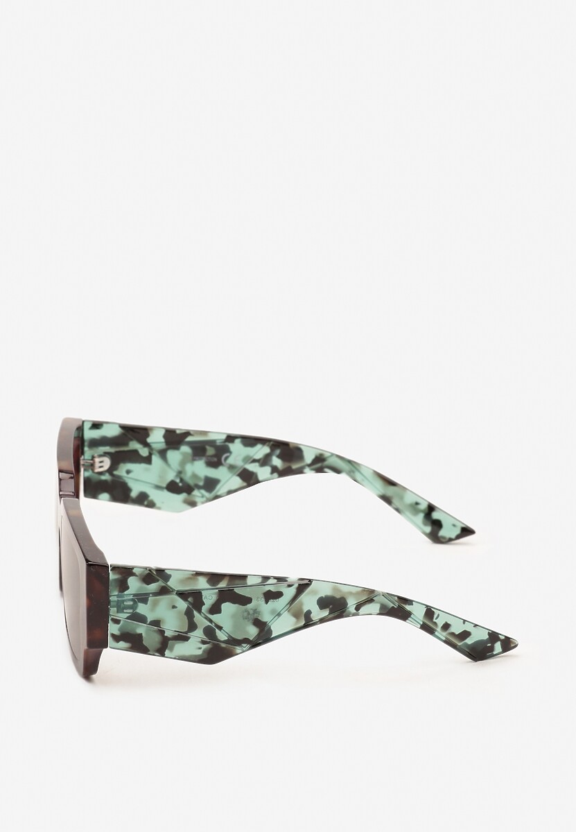 Ciemnobrązowe Okulary Przeciwsłoneczne o Geometrycznym Kształcie Naldia