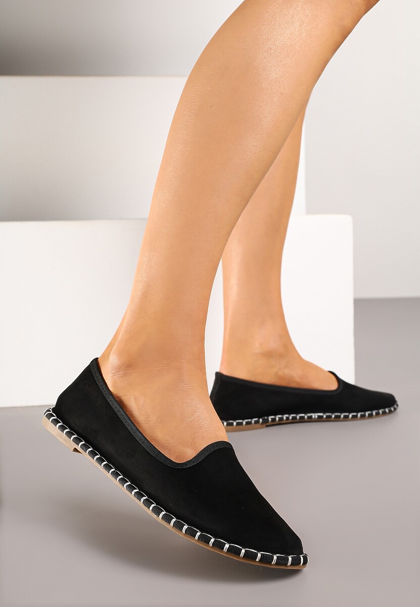 Beżowe Espadryle Balerinki z Przeszyciami Firalissea