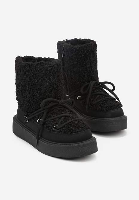 Czarne Śniegowce z Futerkiem Typu Teddy Allere