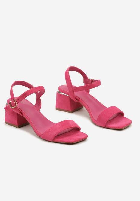 Fuksjowe Sandały z Wyściółką z Ekoskóry na Słupku z Zapięciem na Sprzączkę Maloella