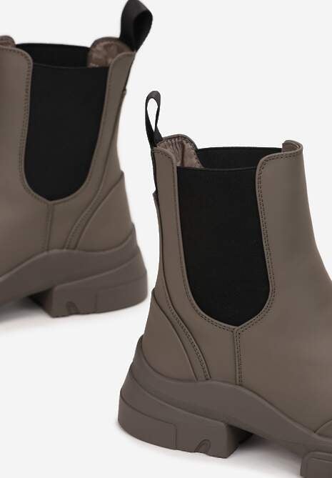 Brązowe Botki Sztyblety Sidde