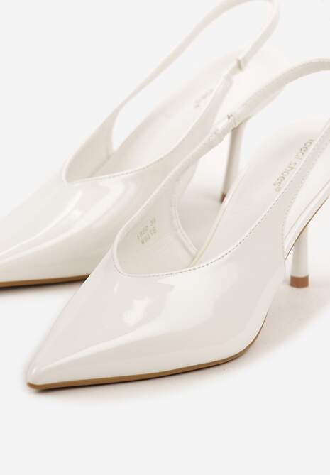 Białe Lakierowane Sandały na Szpilce Typu Slingback Addoxie