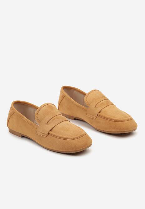 Brązowe Casualowe Wsuwane Mokasyny na Płaskiej Podeszwie z Ozdobnym Elementem na Przodzie Janesstia