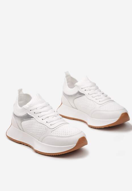 Białe Sneakersy ze Skarpetkową Cholewką Willowa