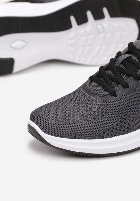 Czarne Buty Sportowe przed Kostkę z Przeszyciami Kersti