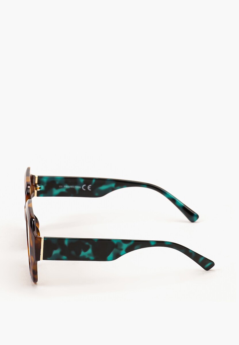 Brązowo-Niebieskie Kwadratowe Okulary Przeciwsłoneczne z Szerokimi Zausznikami Alectanha