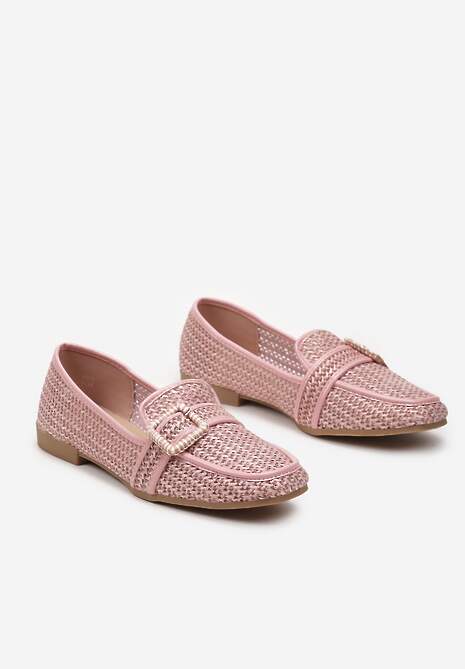 Różowe Mokasyny z Szeroką Klamrą Nawina