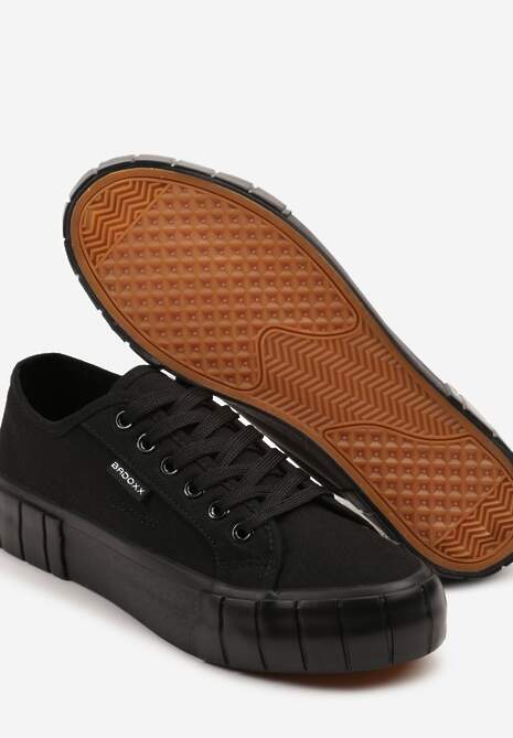 Czarne Trampki na Tłoczonej Platformie Maivoria