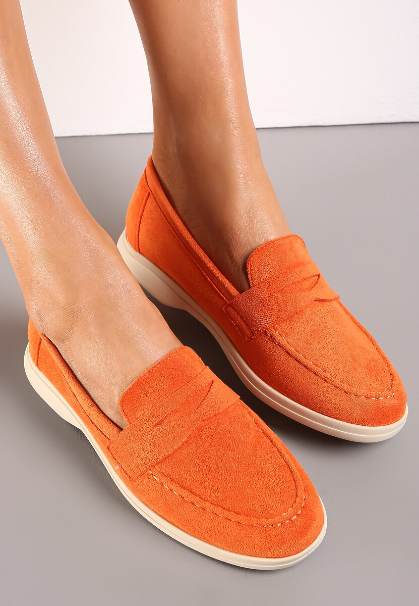 Zielone Mokasyny z Imitacji Zamszu na Płaskiej Podeszwie Faranis