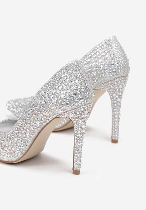 Srebrne Szpilki w Cyrkonie ze Szpiczastym Noskiem Lysane