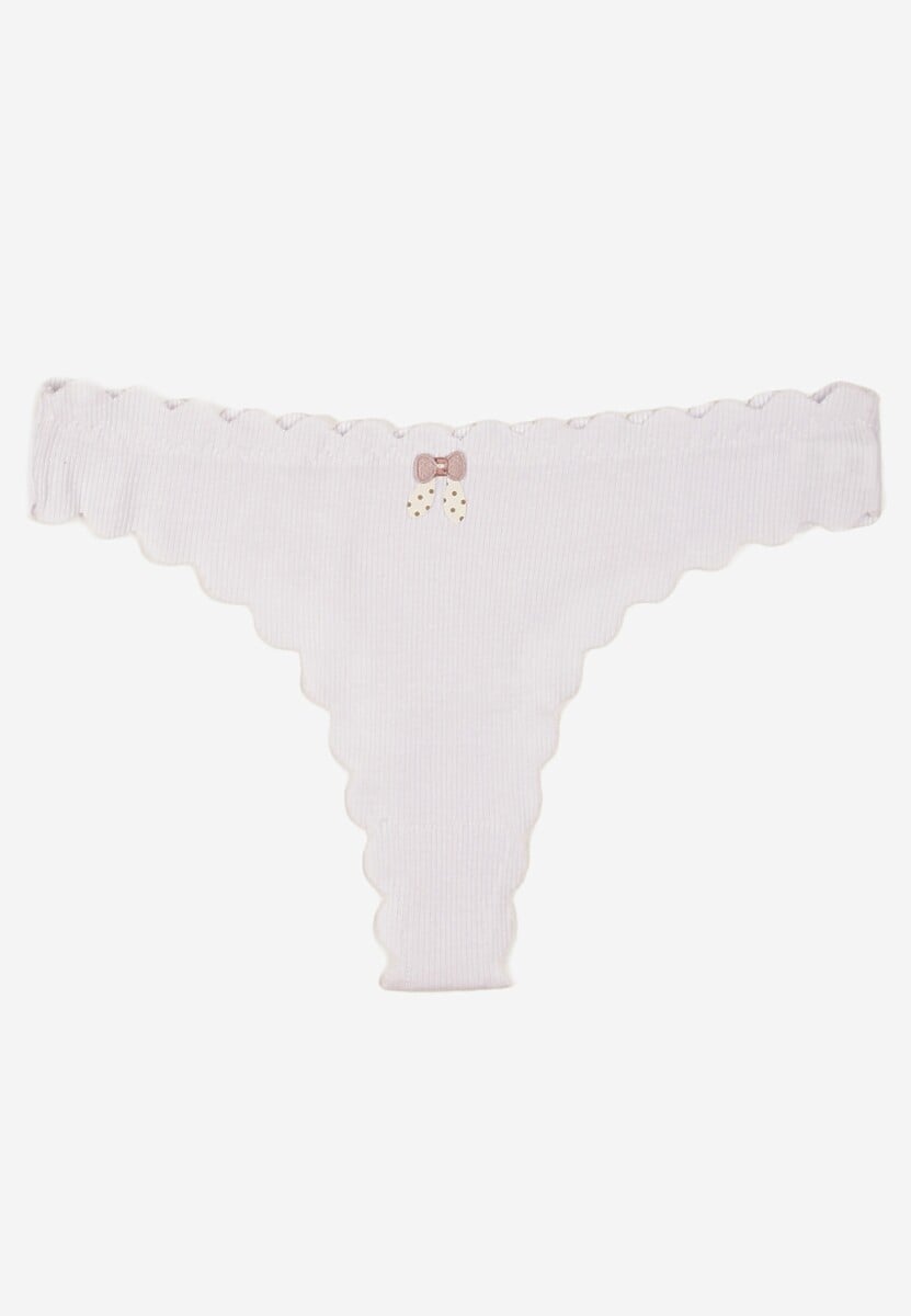 Białe Prążkowane Majtki Stringi z Bawełny Ilweda