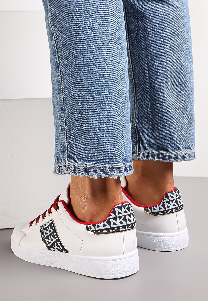 Biało-Czerwone Sneakersy Sznurowane z Wstawkami Danthe